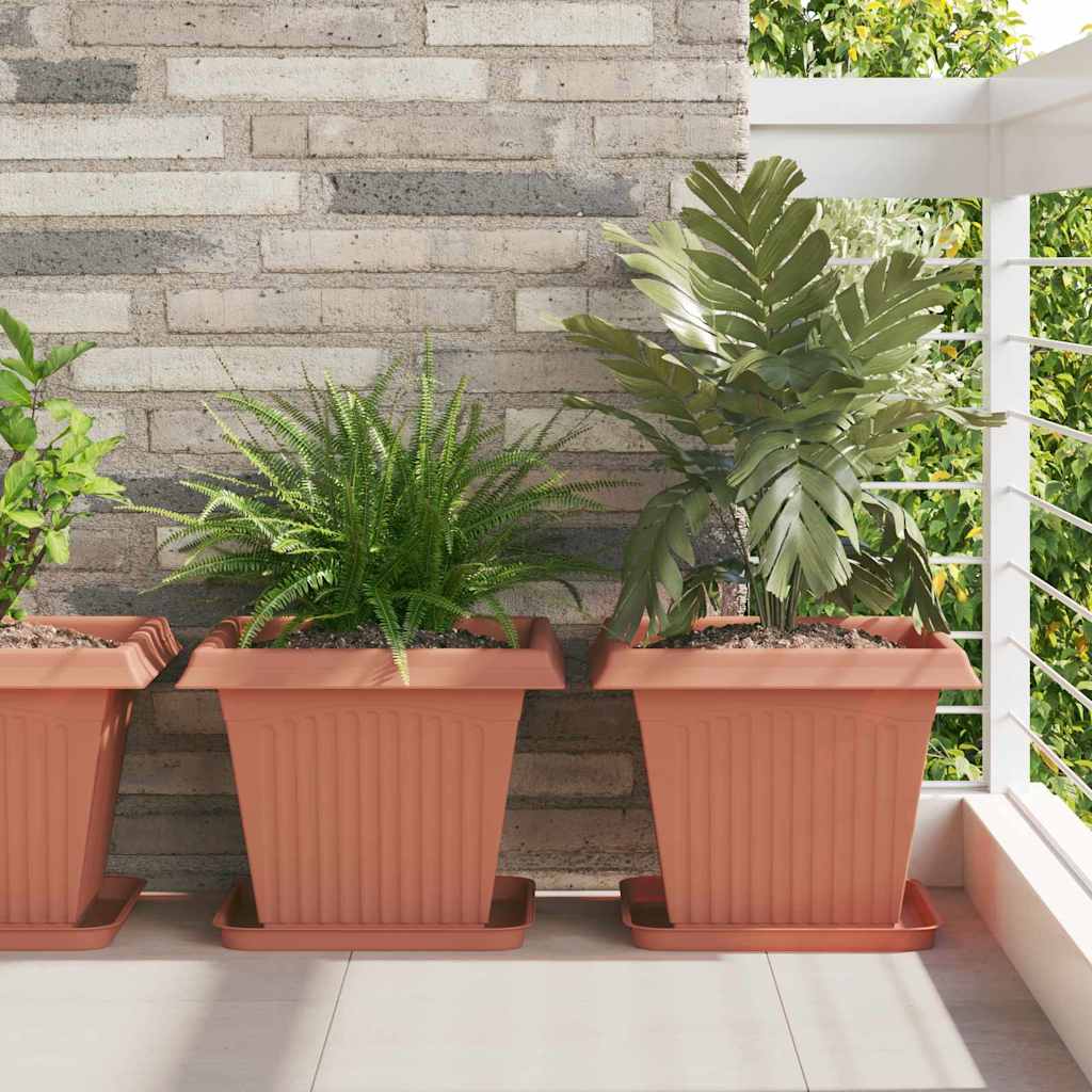 Plant Pots Plastic Brick Red 6 pcs 38 cm 30 cm 38 cm