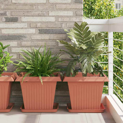 Plant Pots Plastic Brick Red 6 pcs 43 cm 33.5 cm 43 cm