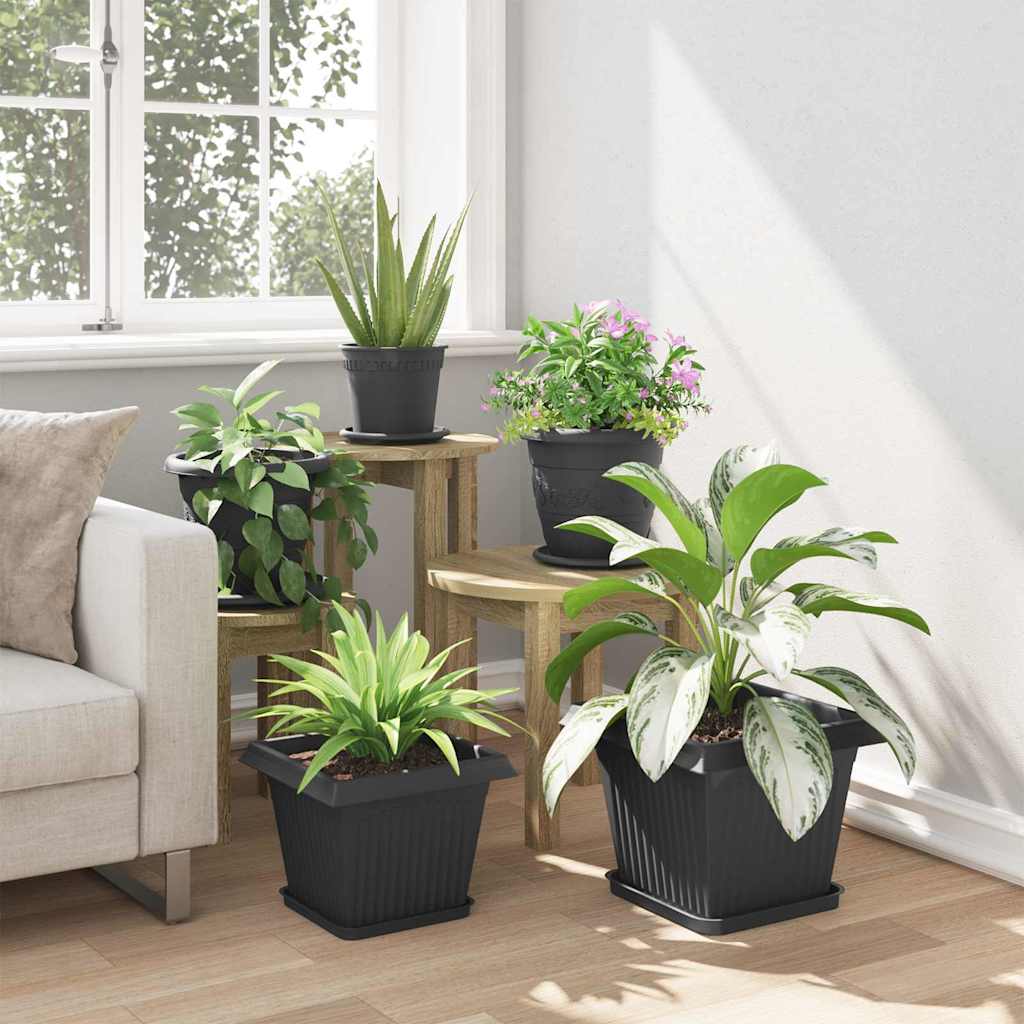 Plant Pots Plastic Black 6 pcs 28.5 cm 22 cm 28.5 cm
