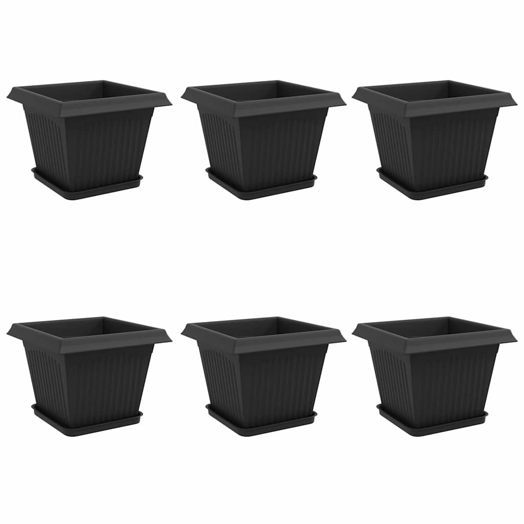 Plant Pots Plastic Black 6 pcs 28.5 cm 22 cm 28.5 cm