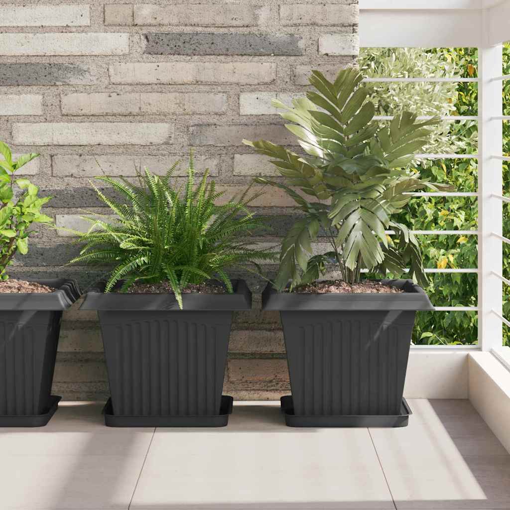 Plant Pots Plastic Black 6 pcs 33 cm 26 cm 33 cm