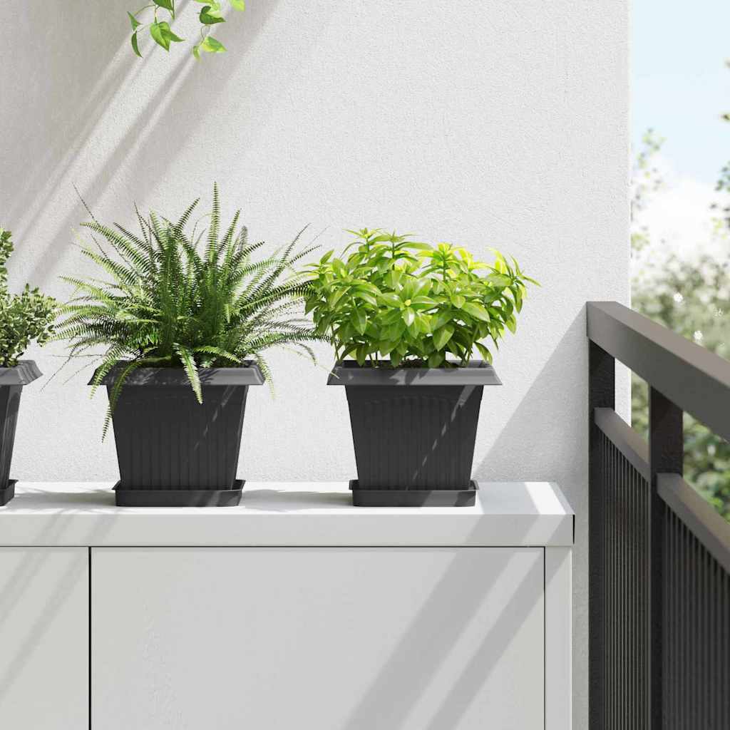 Plant Pots Plastic Black 24 pcs 20 cm 16 cm 20 cm