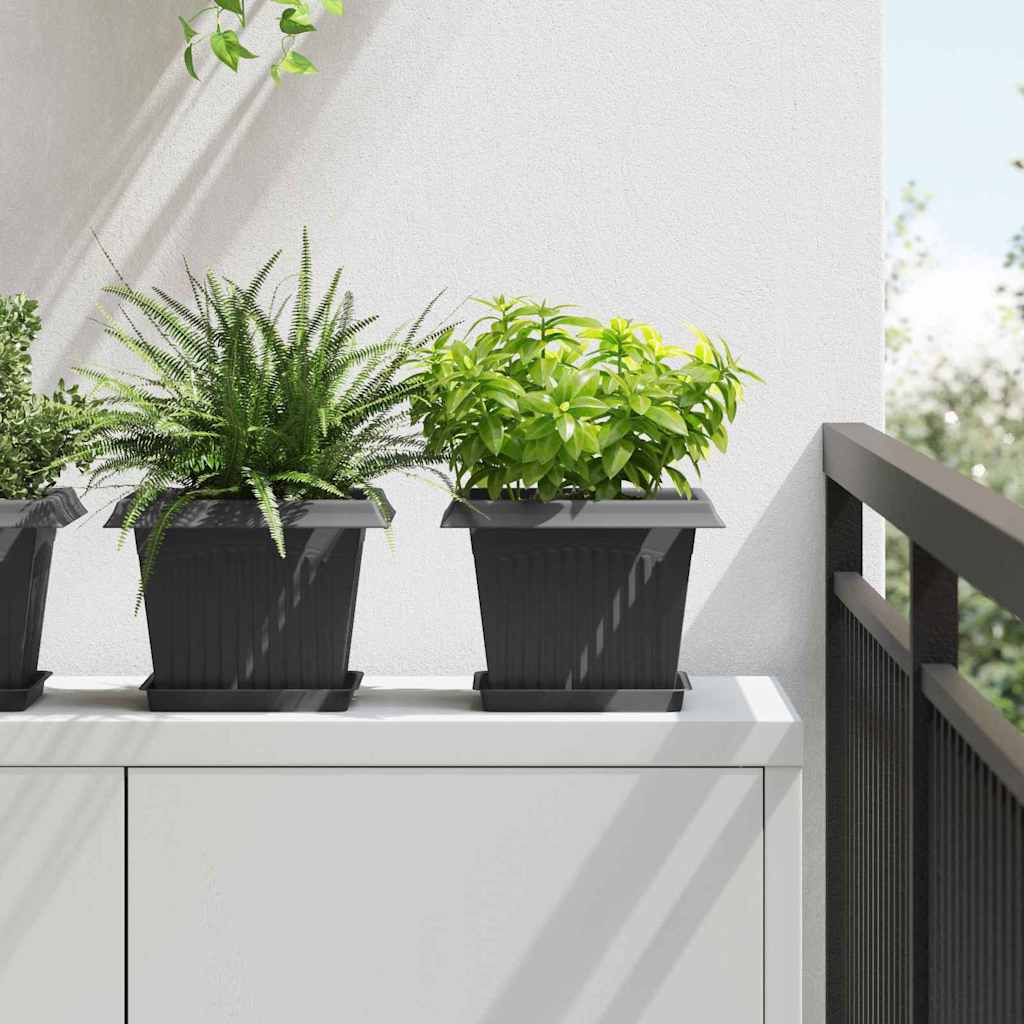 Plant Pots Plastic Black 24 pcs 23 cm 17.5 cm 23 cm