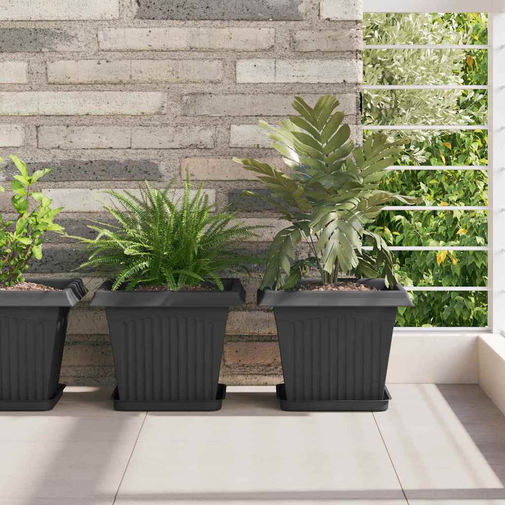 Plant Pots Plastic Black 24 pcs 28.5 cm 22 cm 28.5 cm