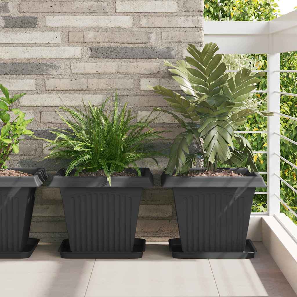 vidaXL Plant Pots 24 pcs Black Plastic 1