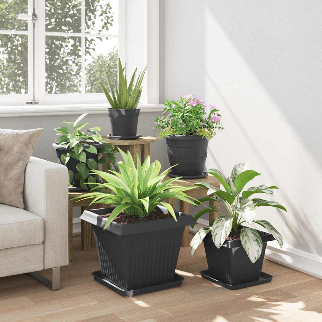 vidaXL Plant Pots 24 pcs Black Plastic 4