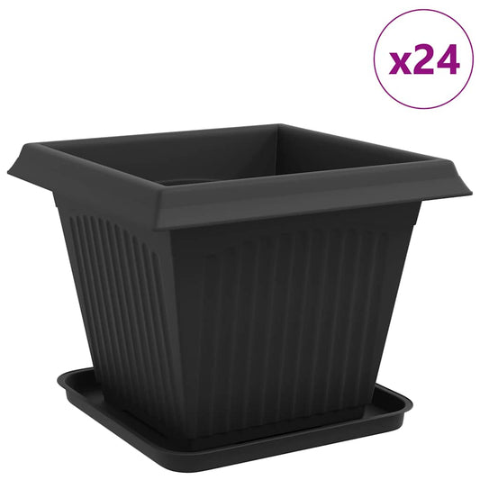 vidaXL Plant Pots 24 pcs Black Plastic 2