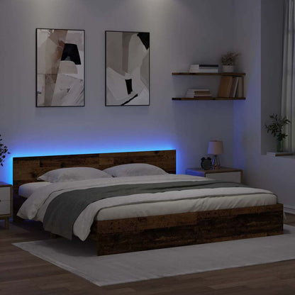 vidaXL Bed Frame with Headboard Old Wood 180 x 200 cm Engineered Wood 4