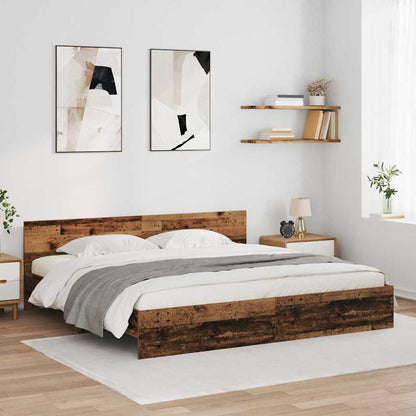 vidaXL Bed Frame with Headboard Old Wood 180 x 200 cm Engineered Wood 1
