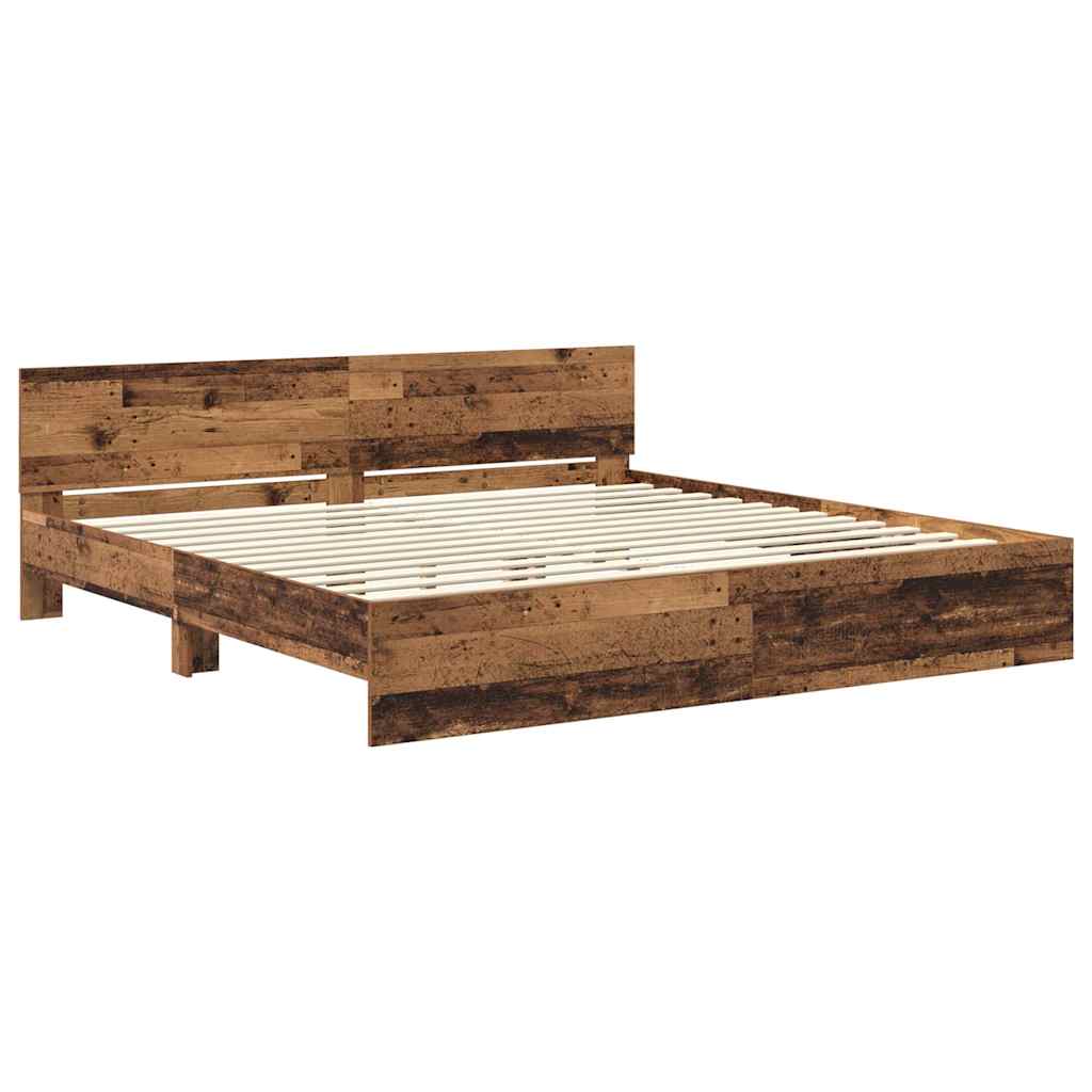 vidaXL Bed Frame with Headboard Old Wood 180 x 200 cm Engineered Wood 5