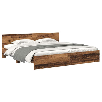 vidaXL Bed Frame with Headboard Old Wood 180 x 200 cm Engineered Wood 3