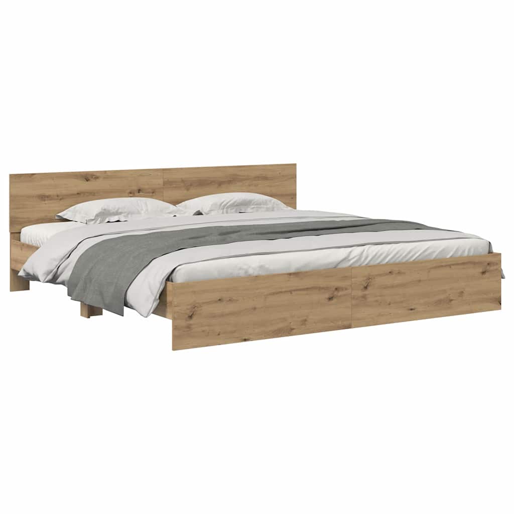 Bed Frame with LED without Mattress 180x200 cm Length 200 cm Width 180 cm Artisan oak