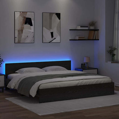 vidaXL Bed Frame with Headboard Black Oak 180 x 200 cm Engineered Wood 4