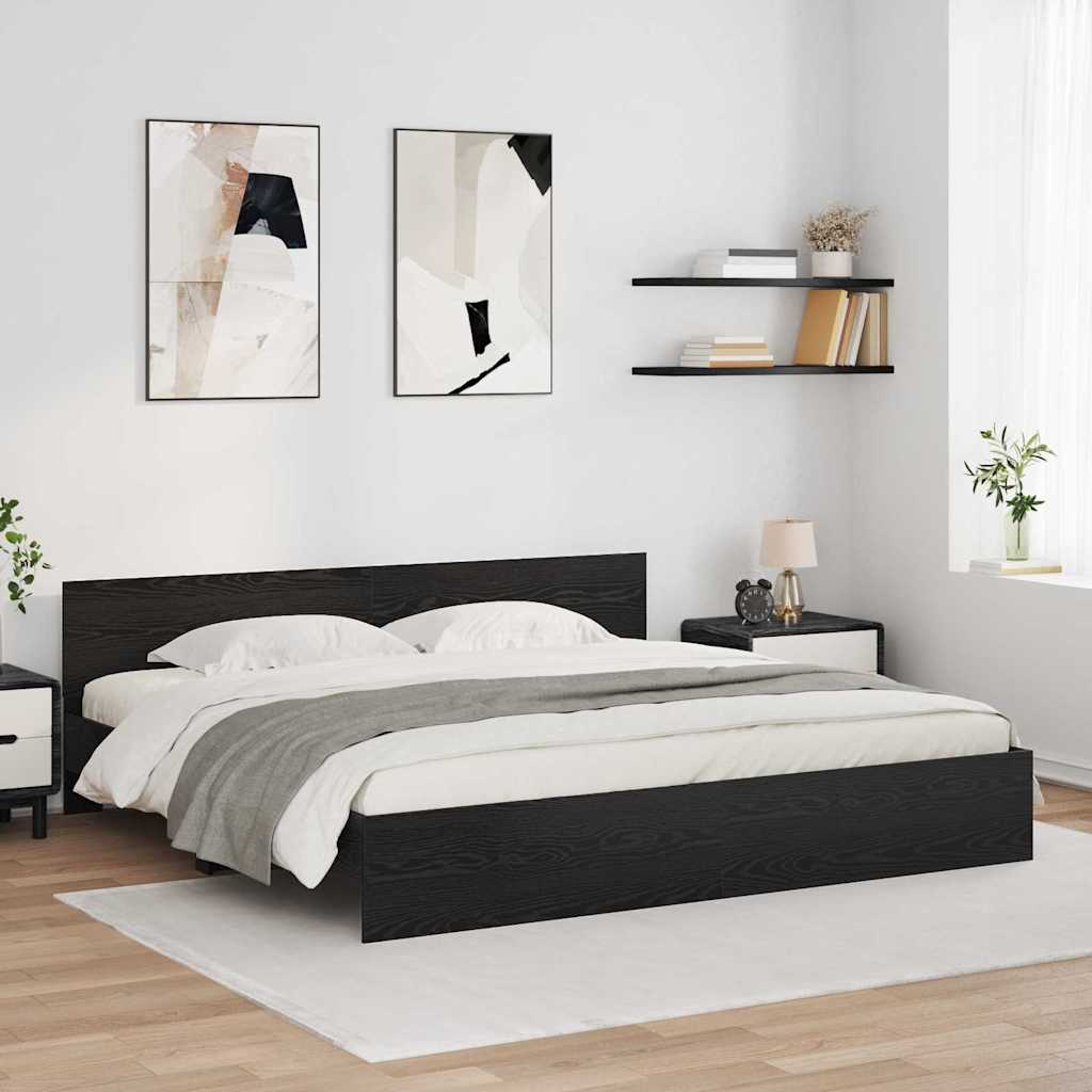 vidaXL Bed Frame with Headboard Black Oak 180 x 200 cm Engineered Wood 1