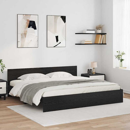 vidaXL Bed Frame with Headboard Black Oak 180 x 200 cm Engineered Wood 1
