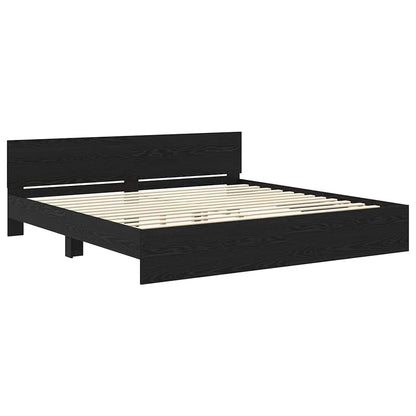 vidaXL Bed Frame with Headboard Black Oak 180 x 200 cm Engineered Wood 5
