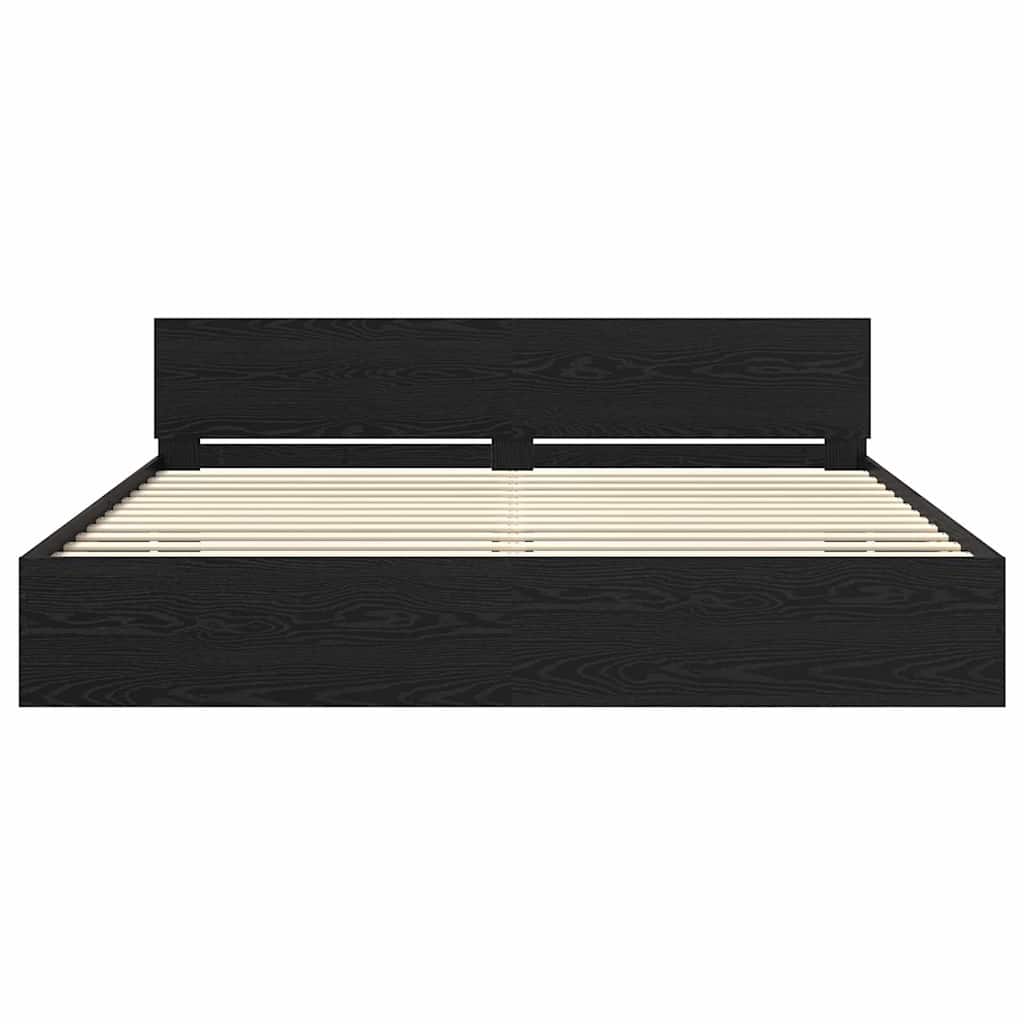 vidaXL Bed Frame with Headboard Black Oak 180 x 200 cm Engineered Wood 6