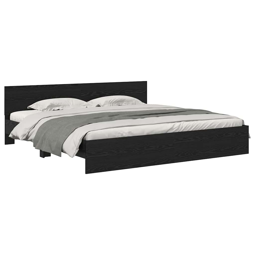 vidaXL Bed Frame with Headboard Black Oak 180 x 200 cm Engineered Wood 3