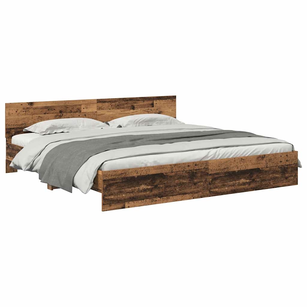 vidaXL Bed Frame with Headboard Old Wood 200 x 200 cm Engineered Wood 3