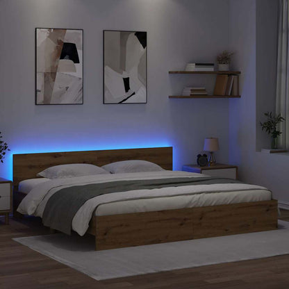 vidaXL Bed Frame Artisan Oak 200 x 200 cm Engineered Wood 4