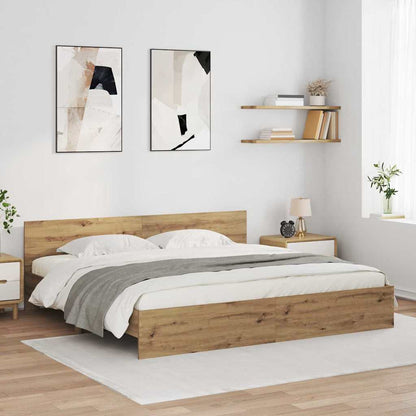 vidaXL Bed Frame Artisan Oak 200 x 200 cm Engineered Wood 1