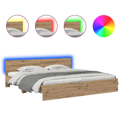 vidaXL Bed Frame Artisan Oak 200 x 200 cm Engineered Wood 2