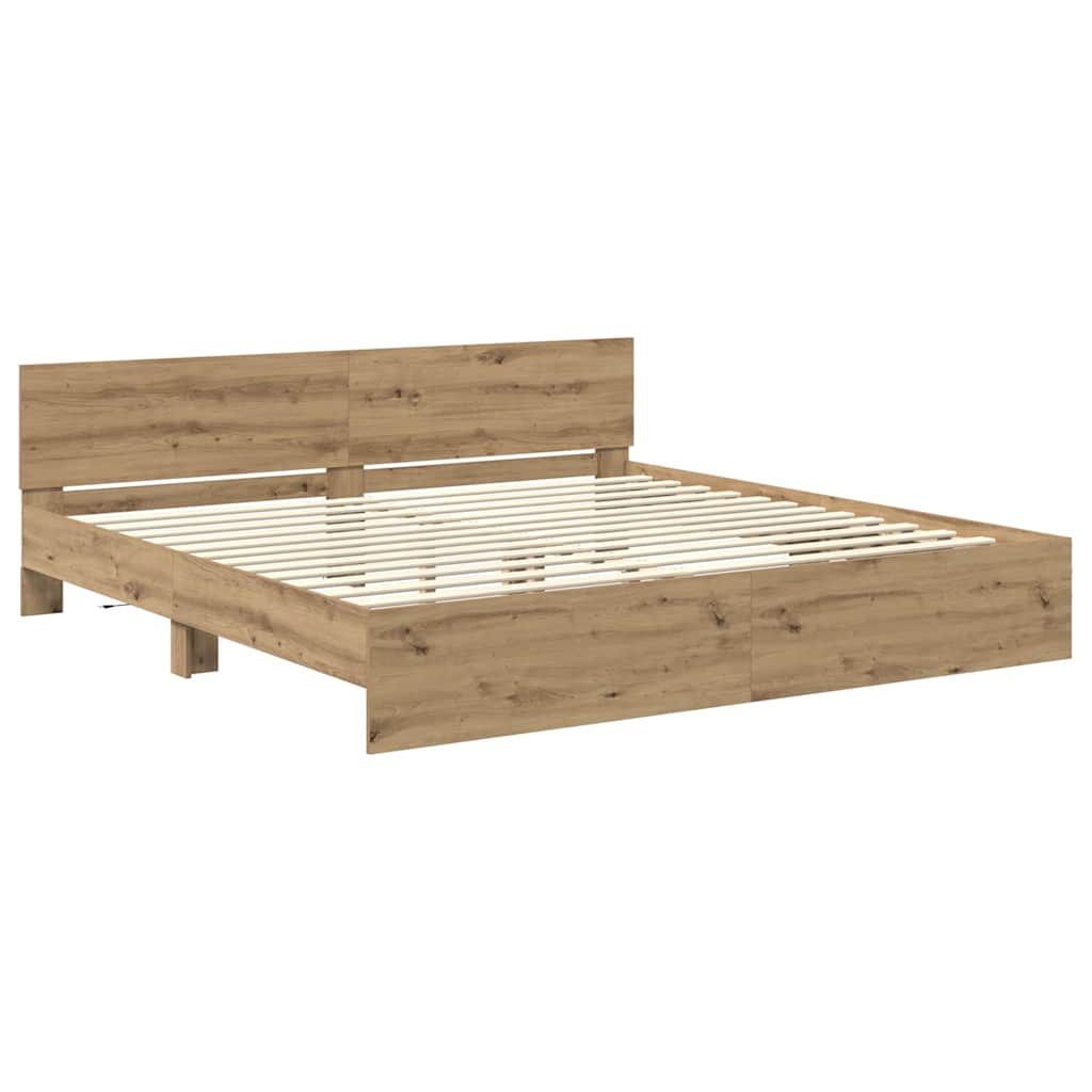 vidaXL Bed Frame Artisan Oak 200 x 200 cm Engineered Wood 5