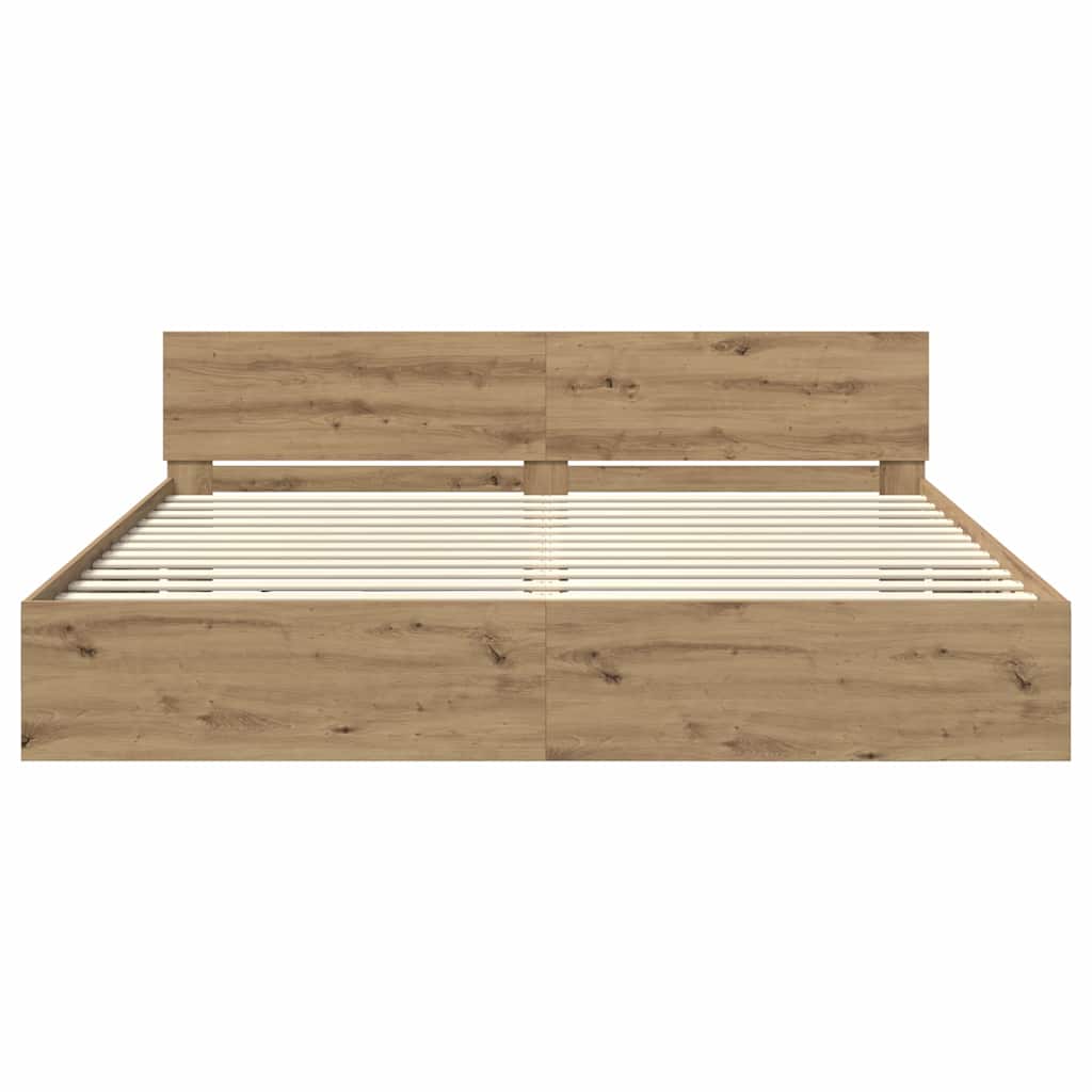 vidaXL Bed Frame Artisan Oak 200 x 200 cm Engineered Wood 6