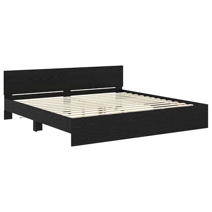 vidaXL Bed Frame with Headboard Black Oak 200 x 200 cm Engineered Wood 5