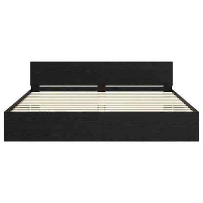vidaXL Bed Frame with Headboard Black Oak 200 x 200 cm Engineered Wood 6
