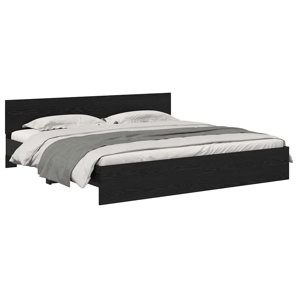 vidaXL Bed Frame with Headboard Black Oak 200 x 200 cm Engineered Wood 3