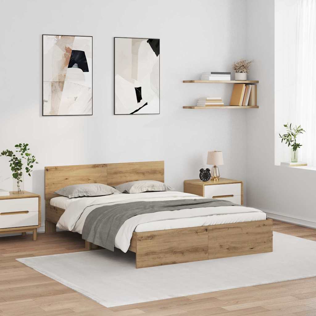 vidaXL Bed Frame Artisan Oak 160 x 200 cm Engineered Wood 1