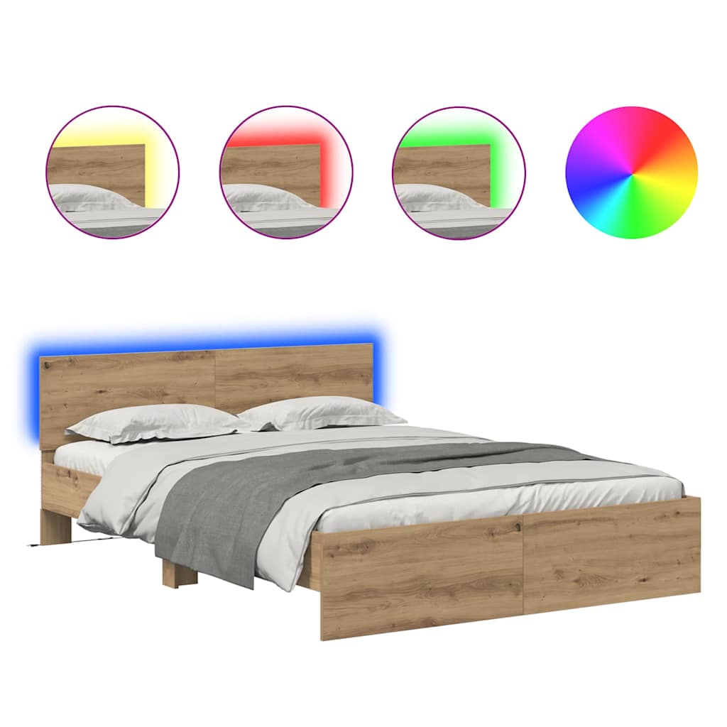 vidaXL Bed Frame Artisan Oak 160 x 200 cm Engineered Wood 2