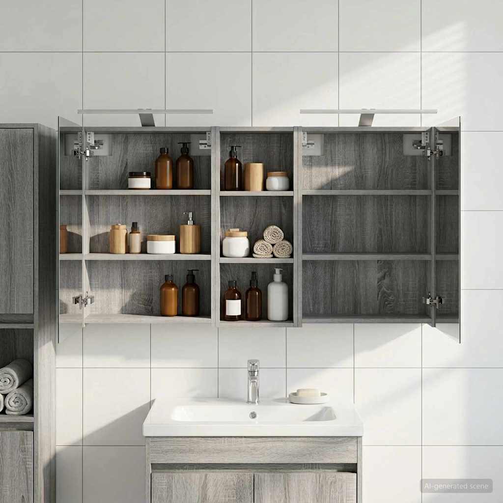 vidaXL Bathroom Cabinet Set 3 pcs 130 x 14.5 x 70 cm Engineered wood 4