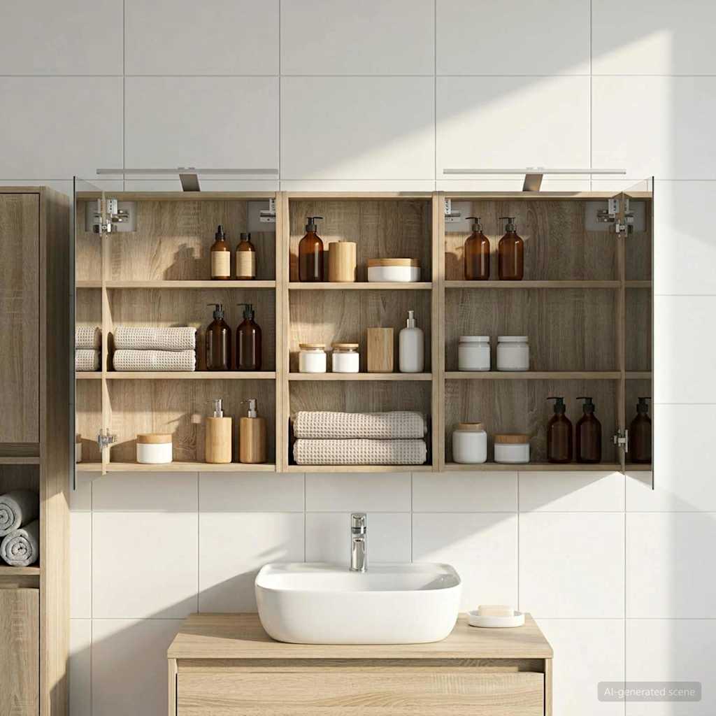 vidaXL Bathroom Cabinet Set 3 pcs 140 x 14.5 x 70 cm Engineered wood 4