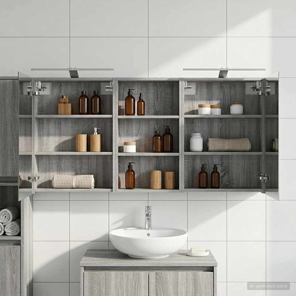 vidaXL Bathroom Cabinet Set 3 pcs 140 x 14.5 x 70 cm Engineered wood 4