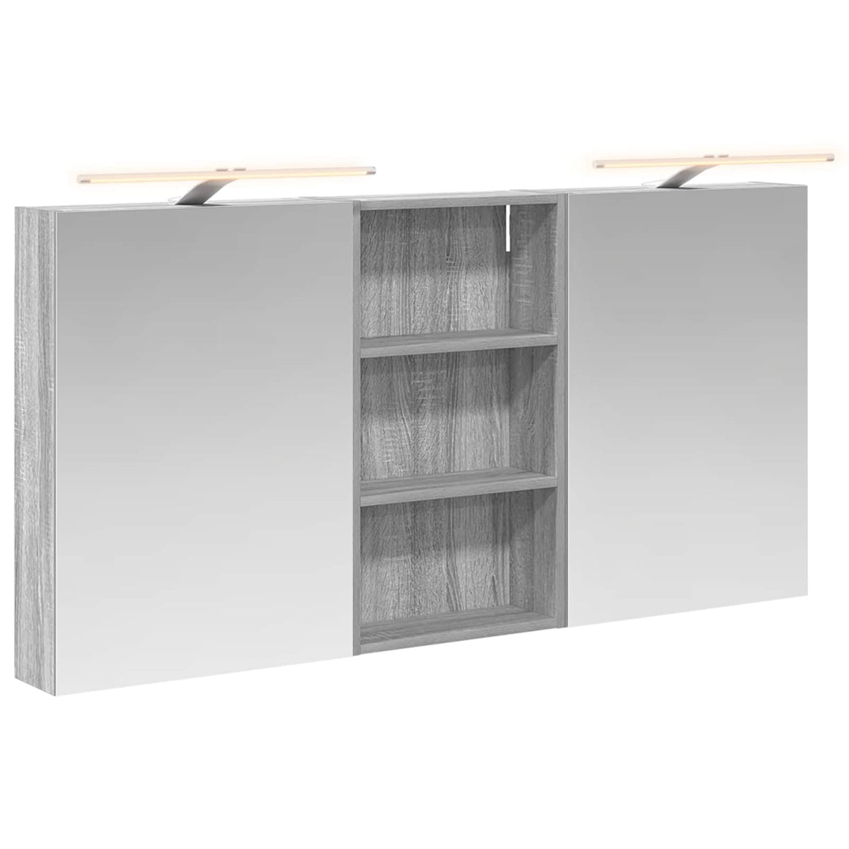 Bathroom Cabinet Set 3 pcs 140 x 14.5 x 70 cm with LED Depth 14.5 cm Width 140 cm Grey sonoma