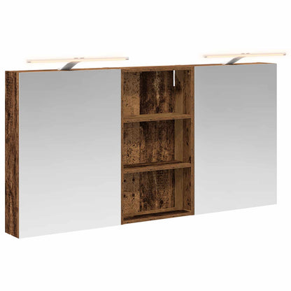 Bathroom Cabinet Set 3 pcs 140 x 14.5 x 70 cm with LED Depth 14.5 cm Width 140 cm Old wood