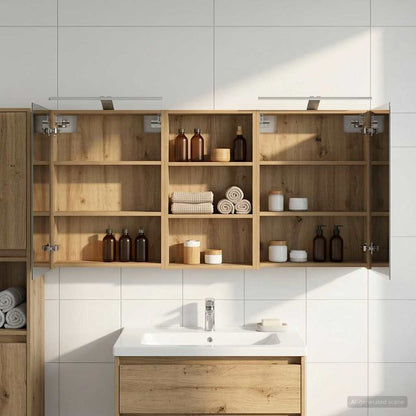 vidaXL Bathroom Cabinet Set 3 pcs 140 x 14.5 x 70 cm Engineered wood 1