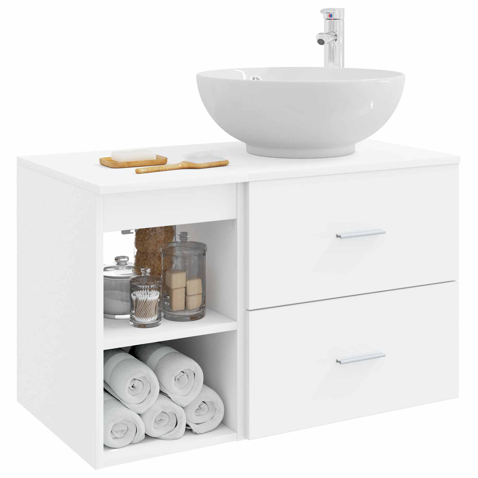 vidaXL Bathroom Furniture Set 2 pcs White Engineered Wood 3