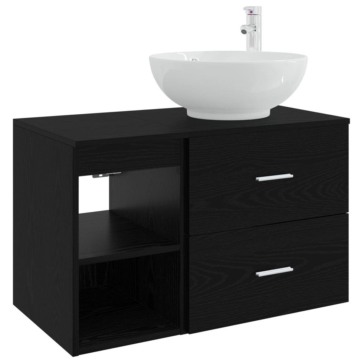 vidaXL Bathroom Furniture Set 2 pcs Black Oak Engineered Wood 2