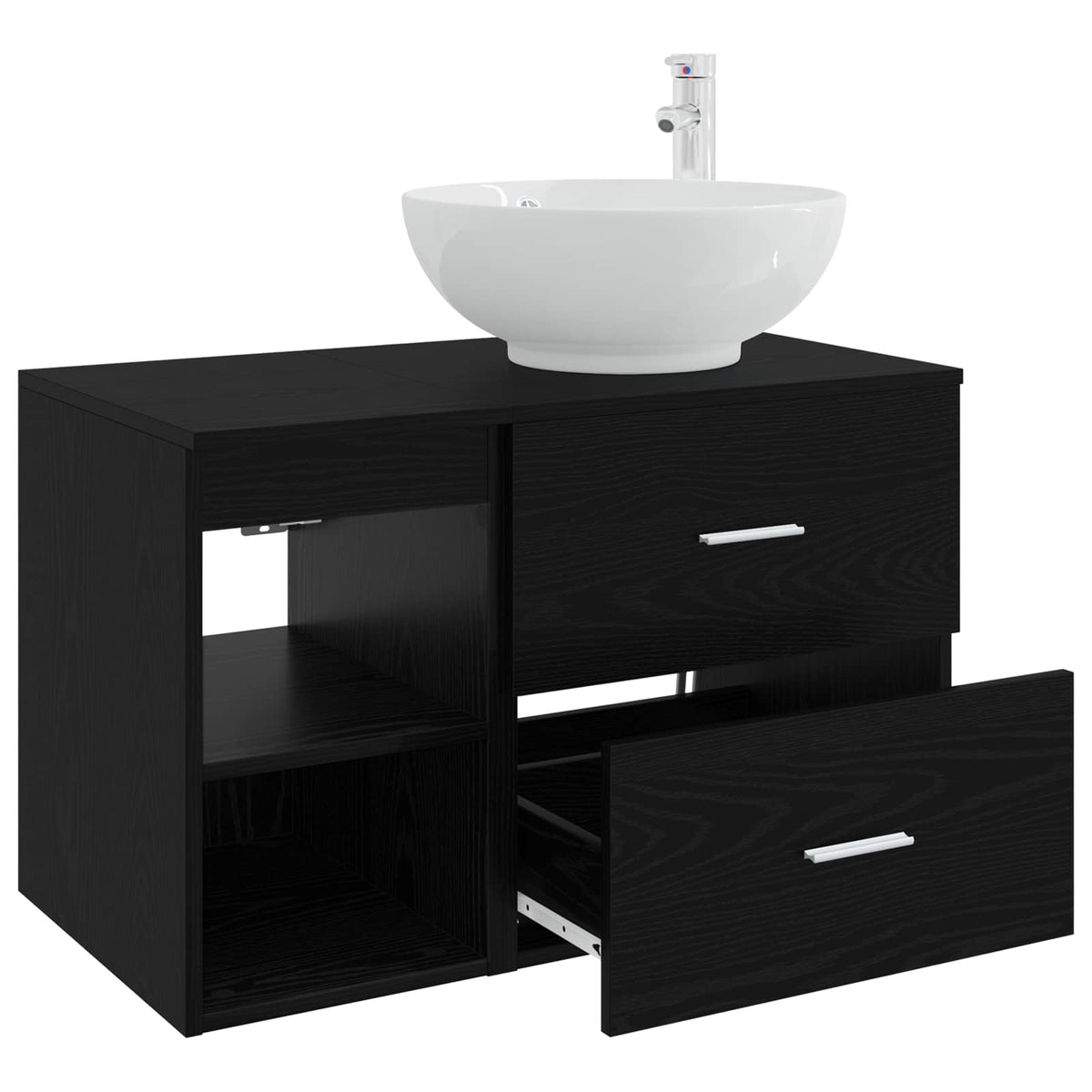 vidaXL Bathroom Furniture Set 2 pcs Black Oak Engineered Wood 4