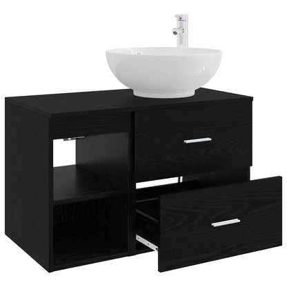 vidaXL Bathroom Furniture Set 2 pcs Black Oak Engineered Wood 4