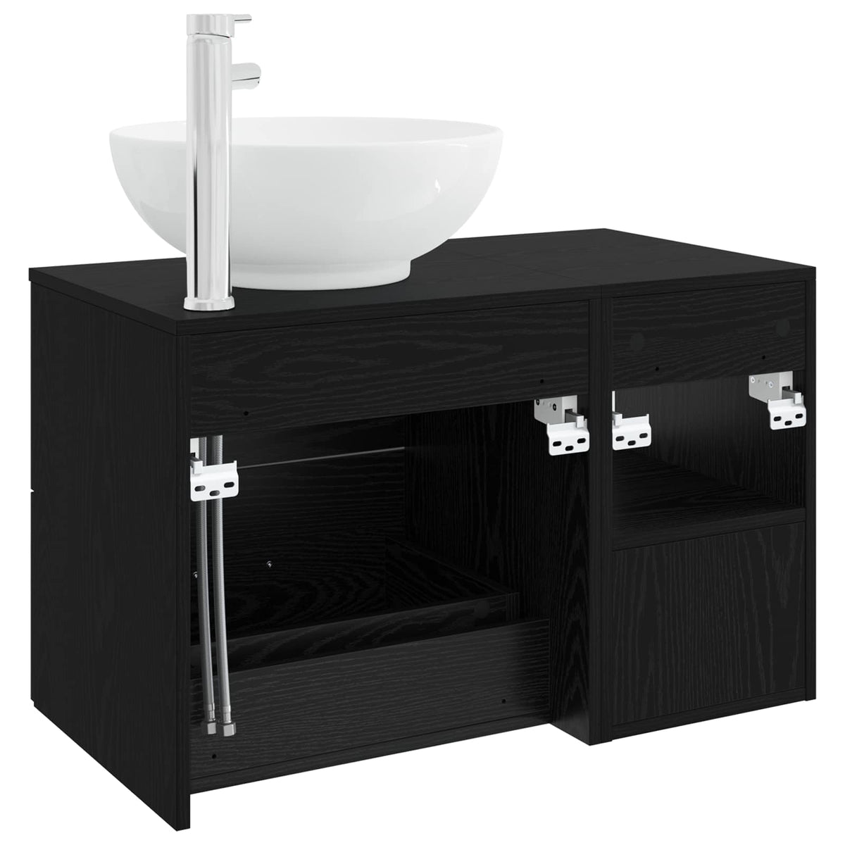 vidaXL Bathroom Furniture Set 2 pcs Black Oak Engineered Wood 6