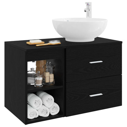 vidaXL Bathroom Furniture Set 2 pcs Black Oak Engineered Wood 3