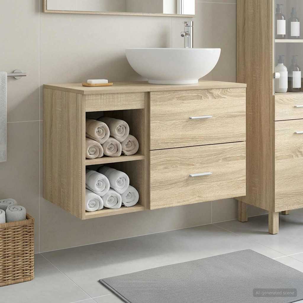 Bathroom Cabinet Set 2 pcs 79.5 x 44.5 x 80 cm Sonoma oak
