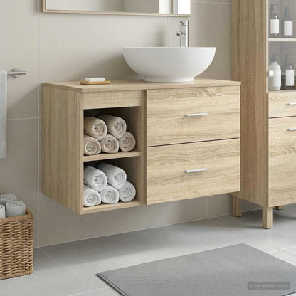 Bathroom Cabinet Set 2 pcs 79.5 x 44.5 x 80 cm Sonoma oak