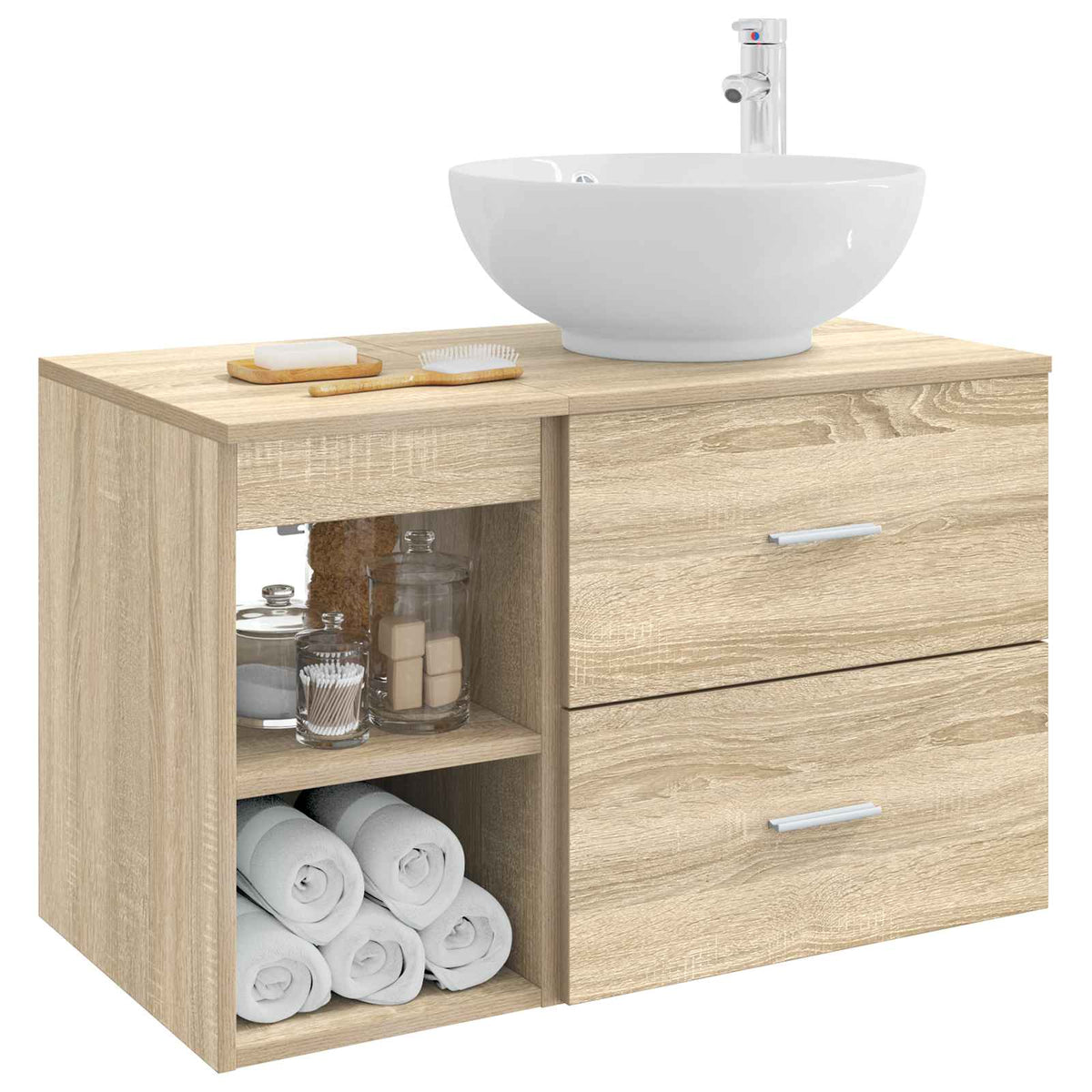 Bathroom Cabinet Set 2 pcs 79.5 x 44.5 x 80 cm Sonoma oak