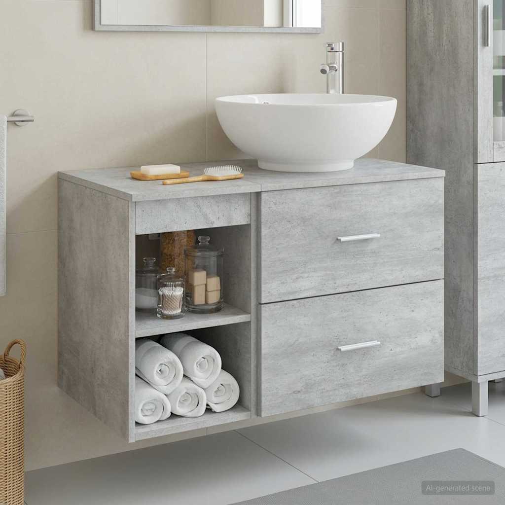 vidaXL Bathroom Furniture Set 2 pcs Concrete Grey Engineered Wood 1