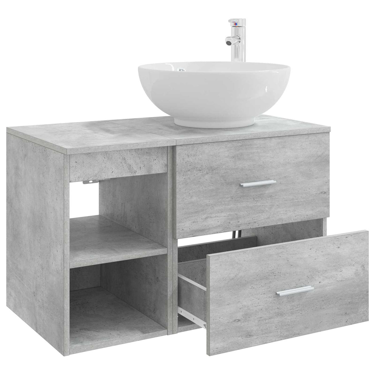 vidaXL Bathroom Furniture Set 2 pcs Concrete Grey Engineered Wood 4